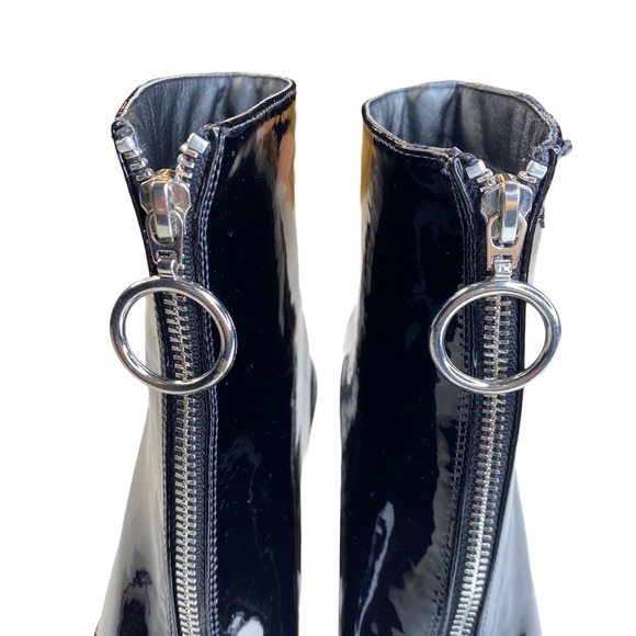 Black Patent Faux Leather Pointed Toe Ankle Bootie - Picture 6 of 11